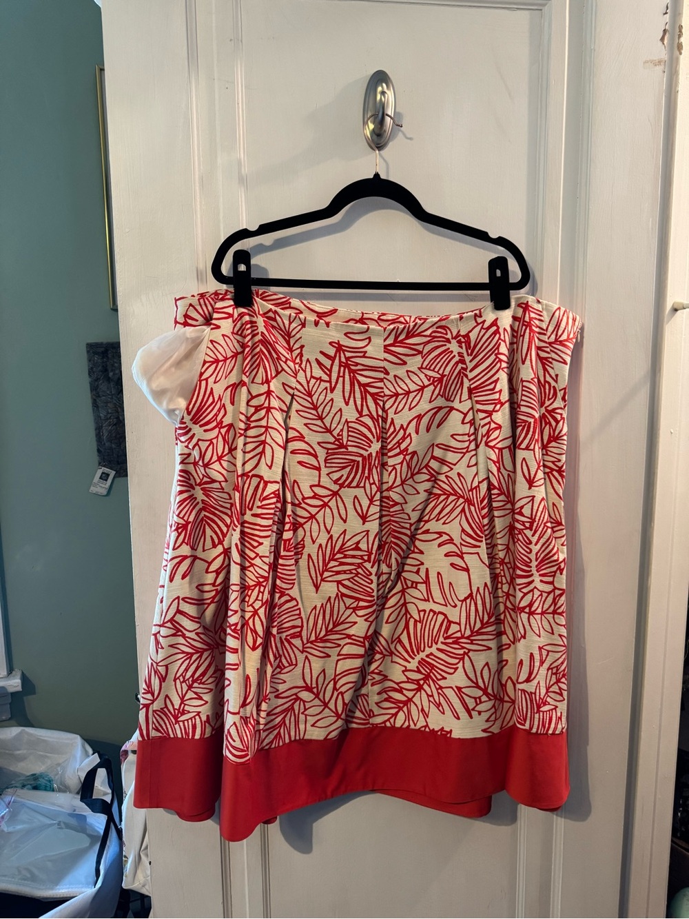 Lane Bryant Deep Orange and Cream A-Line Skirt with POCKETS